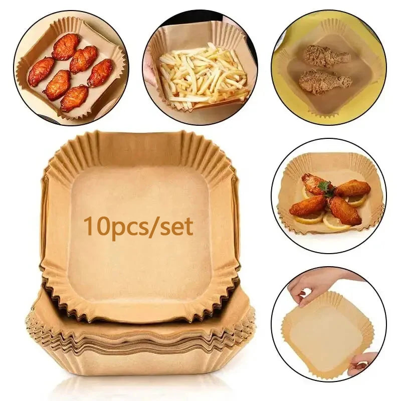 50pcs Air Fryer Paper Liners – Non-Stick, Mess-Free Cooking Made Easy!