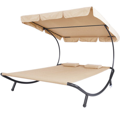 Double sunbed with shade - beige-0